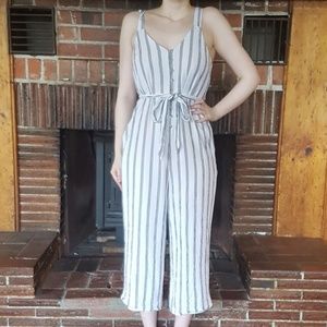 American Eagle Outfitters white striped jumpsuit